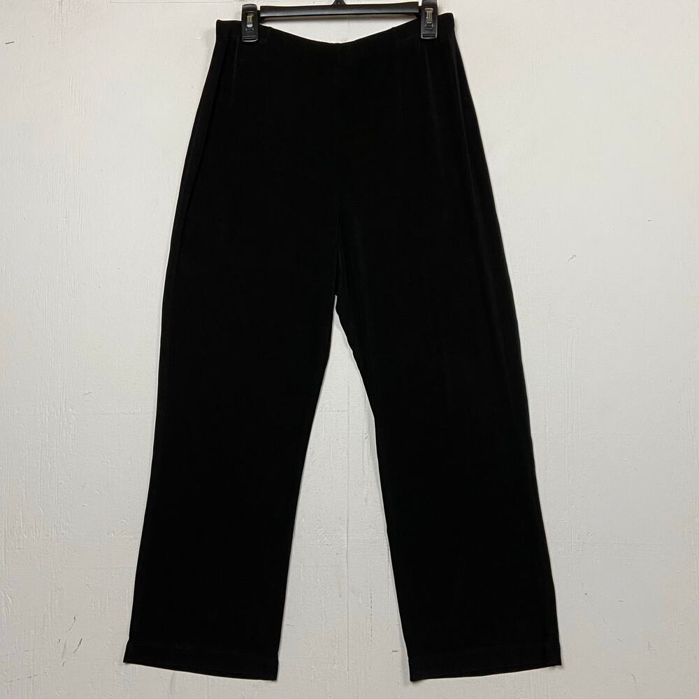 Chico’s Travelers Womens Black Slinky Knit High Rise Pull On Pants Large Petite